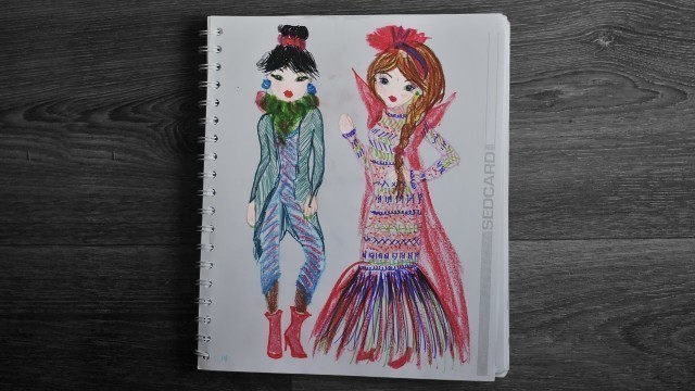 'Two fashion girls | Mothers drawings | Top Model design book'