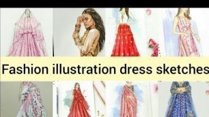 'Top Trendy Fashion illustration Dress sketches 2021|| Best sketch of fashion illustration outfits'